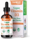 LIQUIDHealth Vitamin D3 4000 IE, USDA Organic Vitamin D Liquid Drops til voksne & Børn, Vegan Vitamin D for immunsystemet Support, Knoglesundhed, Mood Support, Sund Hud - Made in USA (2 oz)
