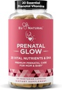Glow prænatale vitaminer til kvinder - 20-in-1 Vital Nutrients for Sund Graviditet og Udvikling af Føtale - Folinsyre & Vegan DHA For Baby 's Growth & A Komfortabel Graviditet - 60 Nærende kapsler