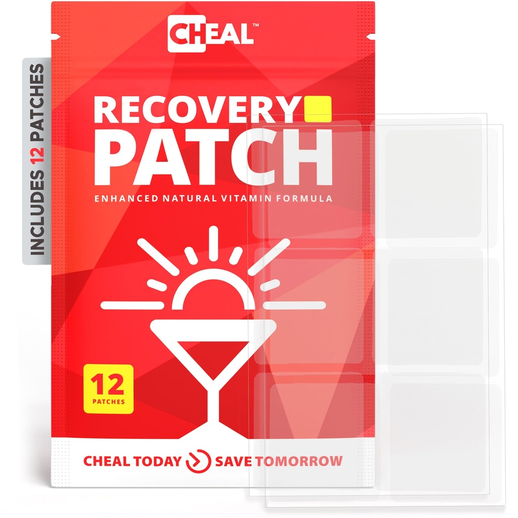 Party Recovery Patches - 12 Pack - Bounce tilbage efter en nat ud. B Complex Formel for bedre morgener - 100% Natural. Gennemsigtig & vandtæt - Party Essential - Brug før druk