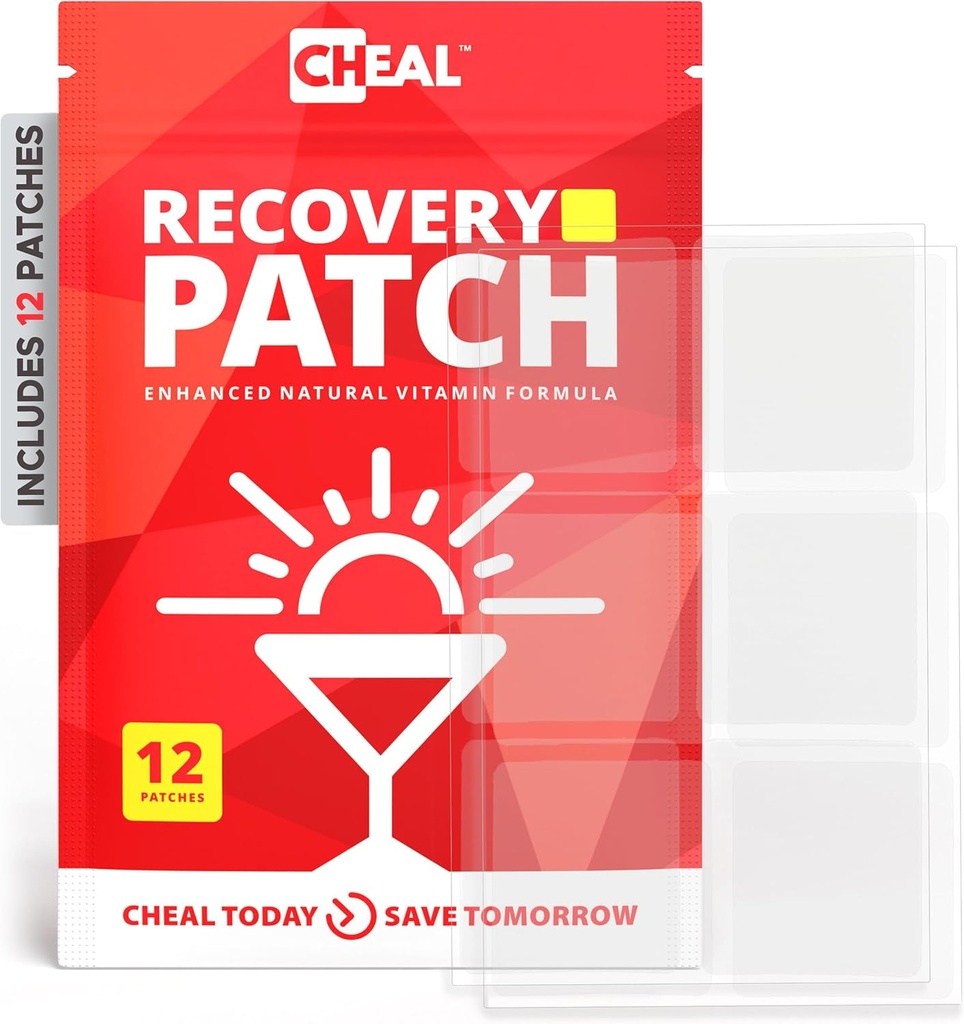 Party Recovery Patches - 12 Pack - Bounce tilbage efter en nat ud. B Complex Formel for bedre morgener - 100% Natural. Gennemsigtig & vandtæt - Party Essential - Brug før druk