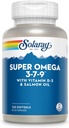 SOLARAY Super Omega 3 7 9 understøtter sund hud, mere EPA, DHA, essentielle fedtsyrer fra Fish Oil Mini Softgel, 120ct
