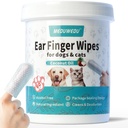 Ear Cleaner Fingerservietter 60 Counts, Hundeøre Cleaner, Grooming Kit Care for Dogs and Cats, Soft & Easy Otic Rengøring Pads, Fjern Wax, Dirt & Stop Smelly, Itchy, Ikke-Irriterende, Kokossensindet