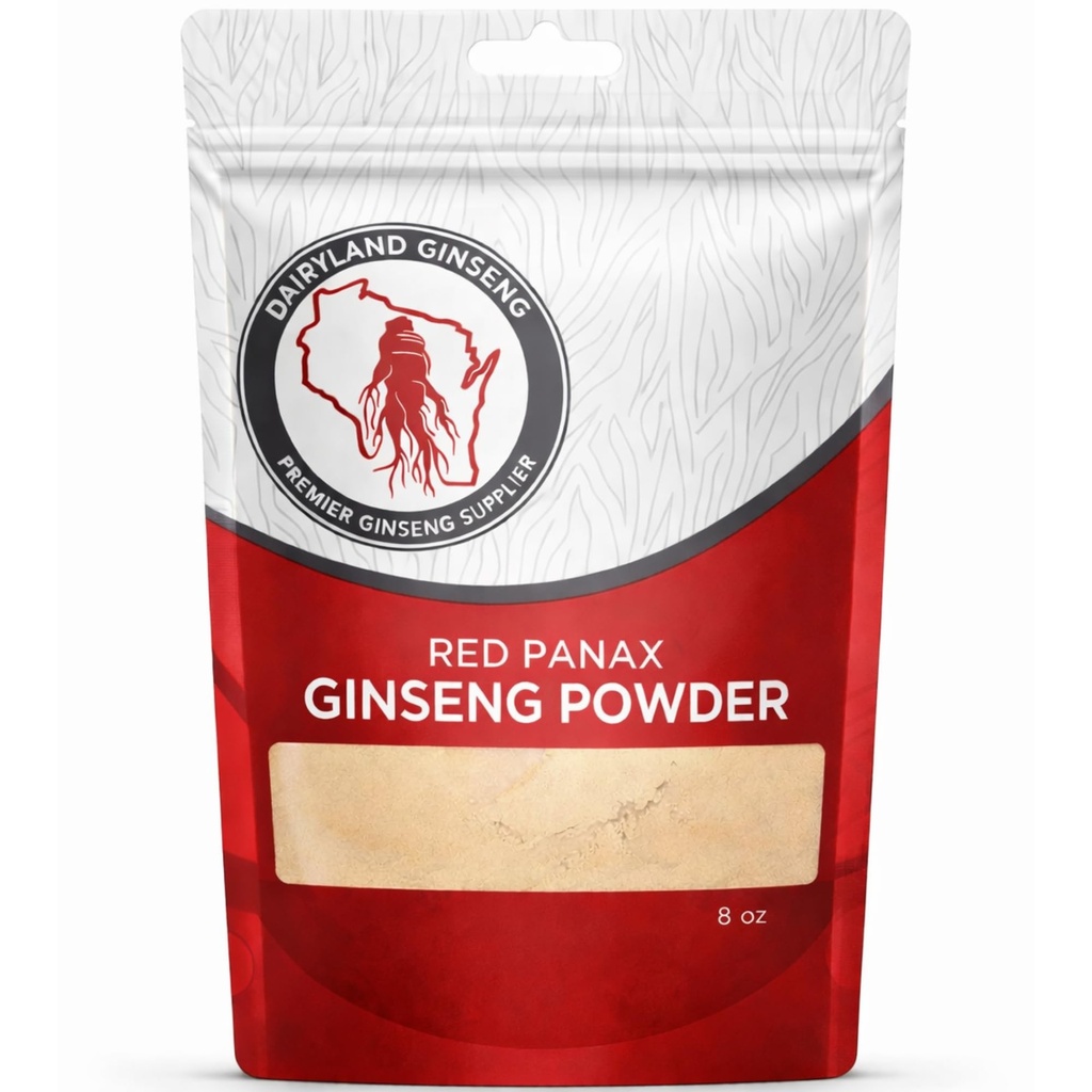 Rød Panax Ginseng pulver med naturlige Ginsenosider (8 oz) - Understøtter sund energi, Vitality, Mood og mere, Koreansk Panax Ginseng Root pulver til smoothies, kaffe eller drikkevarer (1 pakke)