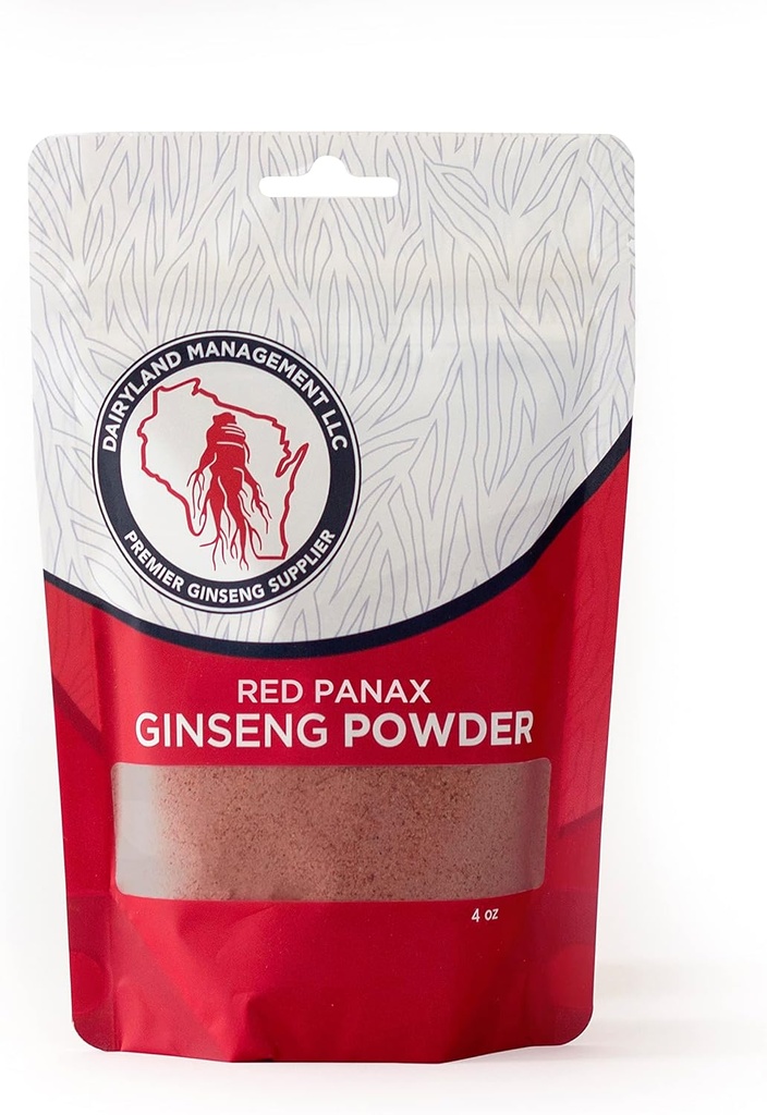 Rød Panax Ginseng pulver med naturlige Ginsenosider (8 oz) - Understøtter sund energi, Vitality, Mood og mere, Koreansk Panax Ginseng Root pulver til smoothies, kaffe eller drikkevarer (1 pakke)