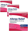 Leader Antihistamin Allergi Relief Diphenhydramin HCl, 25mg Mini Tablets, 24 Count Pack of 3