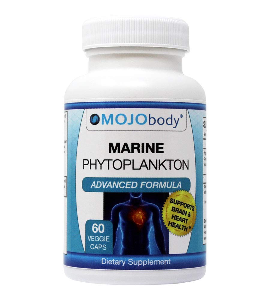 Fryse Tørret Marine Phytoplankton, understøtter hjerne & hjerte sundhed, kraftfuld superfood, næringsstof dense med BioPerine til høj absorption 60 kapsler