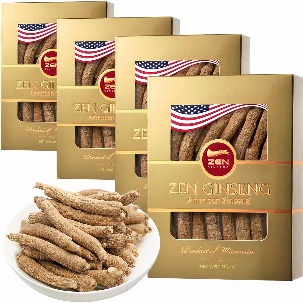 4 Æsker af American Wisconsin Ginseng - Small Long Root - Premium kvalitet Panax Ginseng. Øger Krop Immunitet, Energi til mænd og kvinder (16oz)