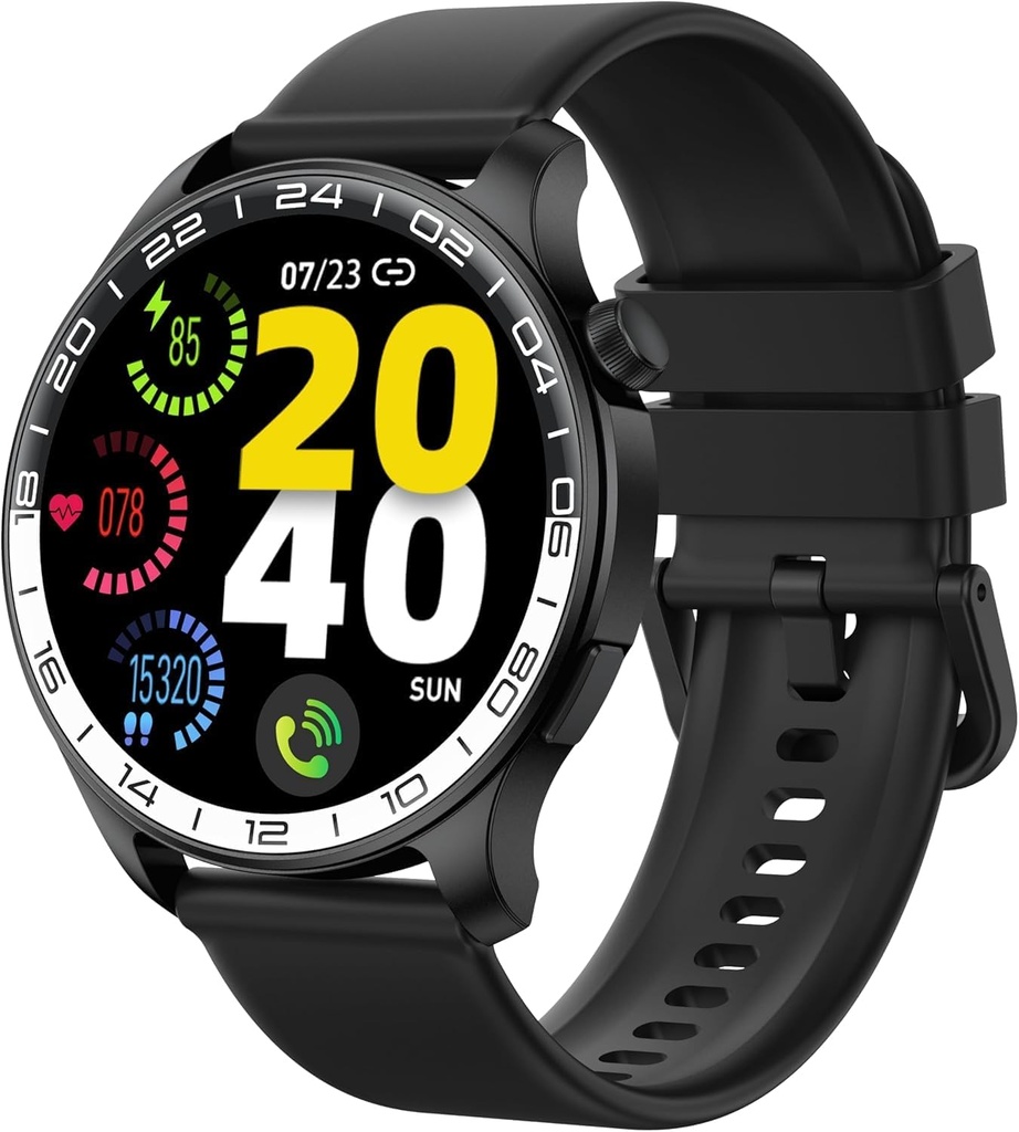 Smart Watch, 40mm AMOLED Touchscreen Smartwatch for Mænd Kvinder (Svar / Make Call), Fitness Tracker med 110 + Sport Modes, IP68 Vandtæt / Spo2 / Pedometer / Sleep Monitor, Aktivitet Tracker til Android iOS