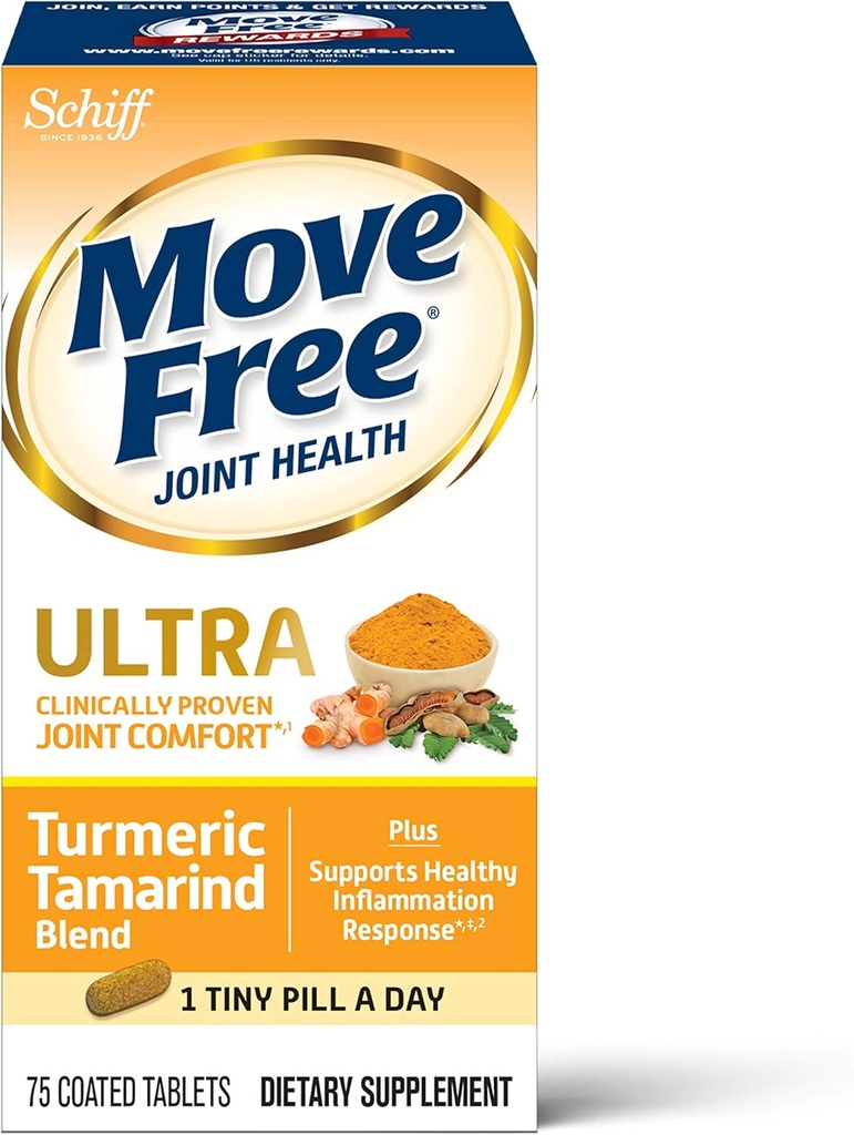Flyt gratis ultra gurkemeje + Tamarind fælles supporttabletter, 75 Greve - for fælles komfort * ‡, Understøtter sund inflammation respons * ‡ ², 1 Tiny Pill per dag, antioxidanter