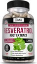 Kaya Naturals - Resveratrol kapsler - Anti Aging supplement - Antioxidanter med Brain Support - Maksimale fordele - 60 Veggies kapsler