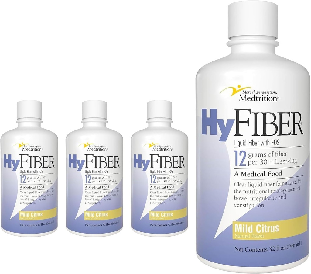 Meditrition HyFiber Daily Liquid Fiber for regularitet og bløde stools, 12 mormor Opløselig Fiber, 32 fl oz 4 Pack