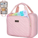 Leudes Travel Pill Flaske Organizer, Medicin Organizer og Opbevaring, Home Medication Bag, Cases, Carrier til piller, Vitamin, Fish Oil, Kosttilskud til kvinder og mænd (Stor, Pink)