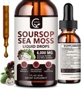 (2 Pack) Soursop Graviola Liquid Drop, Soursop Bitters Multivitamin Liquid med Sea Moss & Turmerisk, 98% Absorption for Cell Support & Regeneration, immunboost og lever, 1 Fl Oz