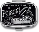 Metal 2 Segment Pill Organizer Travel Friendly Portable Compact Box Cute Case to Hold Vitaminer / Tylenol / Fish Oil / Supplements / Meds / Tablet (Poison Advarsel), 1,97 x 0,79 x 0,39 tommer