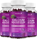 Calcium Magnesium Zinkgummier med høj absorption Magnesium Glycinat 200mg, Kalium - Plant Calcium Supplement w / D3 & Sea Moss for Ben, Muskler, Calm Mood & Sleep Support - Børn & voksne (3 Pack)
