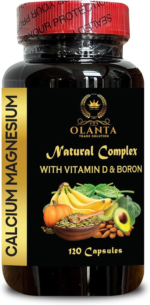 Calcium Magnesium Complex - immunforsvar Vitaminer, Calciumtilskud til kvinder over 50, Knoglebuilder supplement, Mineraler til benstøtte, Gluten fri, Non- GMO - 1 flaske 120 kapsler