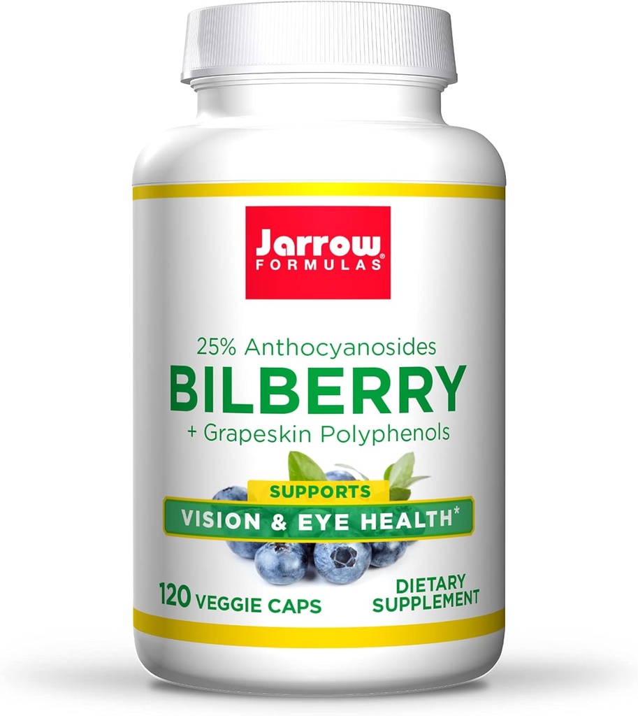 Jarrow Formulas Bilberry + Grapeskin Polyphenoler 280 mg - 120 Veggie Caps - Understøtter Vision & Øje sundhed - op til 120 Servering