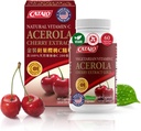 CATALO Acerola Cherry Extract Kapsler - C-vitamin fra Acerola Cherries, Plant- baseret, Ingen syntetisk C-vitamin, Ingen kunstige farver eller konserveringsmidler - 60 vegetariske kapsler