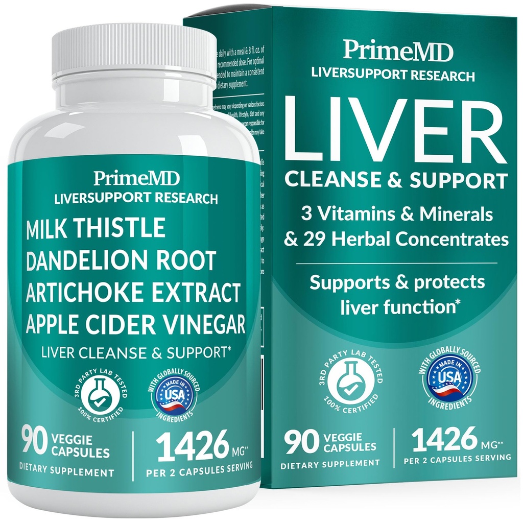 32-in-1 Leverstøtte med mælk tidsel supplement - Lever Detox med Silymarin, Artichoke Extract & Beetroot Powder - Omfattende Wellness Formel for lever rense - 1426mg (90 tæller) (Pack of 1)