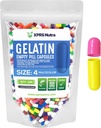 XPRS Nutra Størrelse 4 Tomme kapsler - 100 Tomme Tomme Gelatine kapsler - Piller gør det selv Capsule Fyldning - Fyldelig Pure Bovin Pille Gel Caps til Do- It- Yourself Kosttilskud (Multi Color)