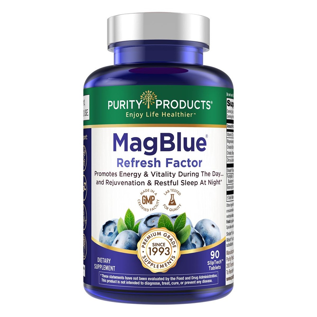 Renhed Produkter MagBlue Opfrisk Factor Super Boost - Magnesium Bisglycinate, Shoden Ashwagandha, Vitamin D3, Zink og Bor - 90 tabletter