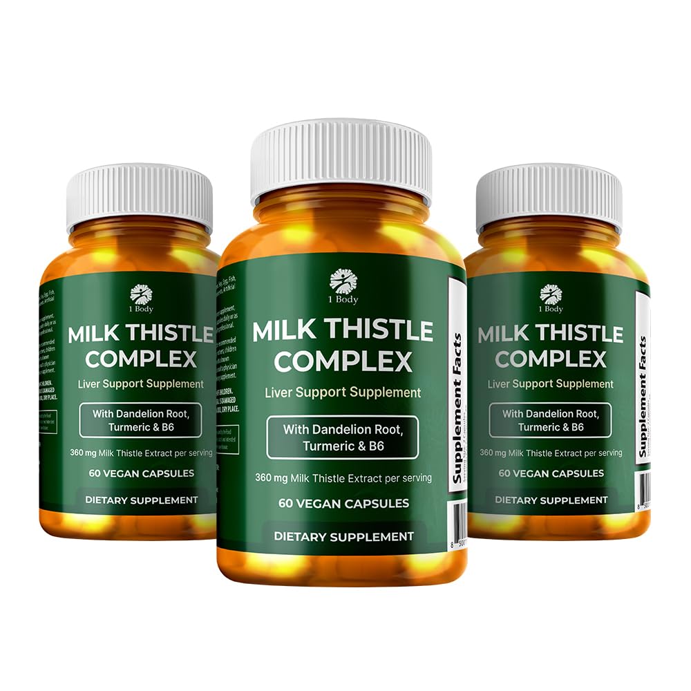 1 Body Lever Support Triple Pack - 180 Kapsler - Mælk Thistle og Mælkebøtte Rod