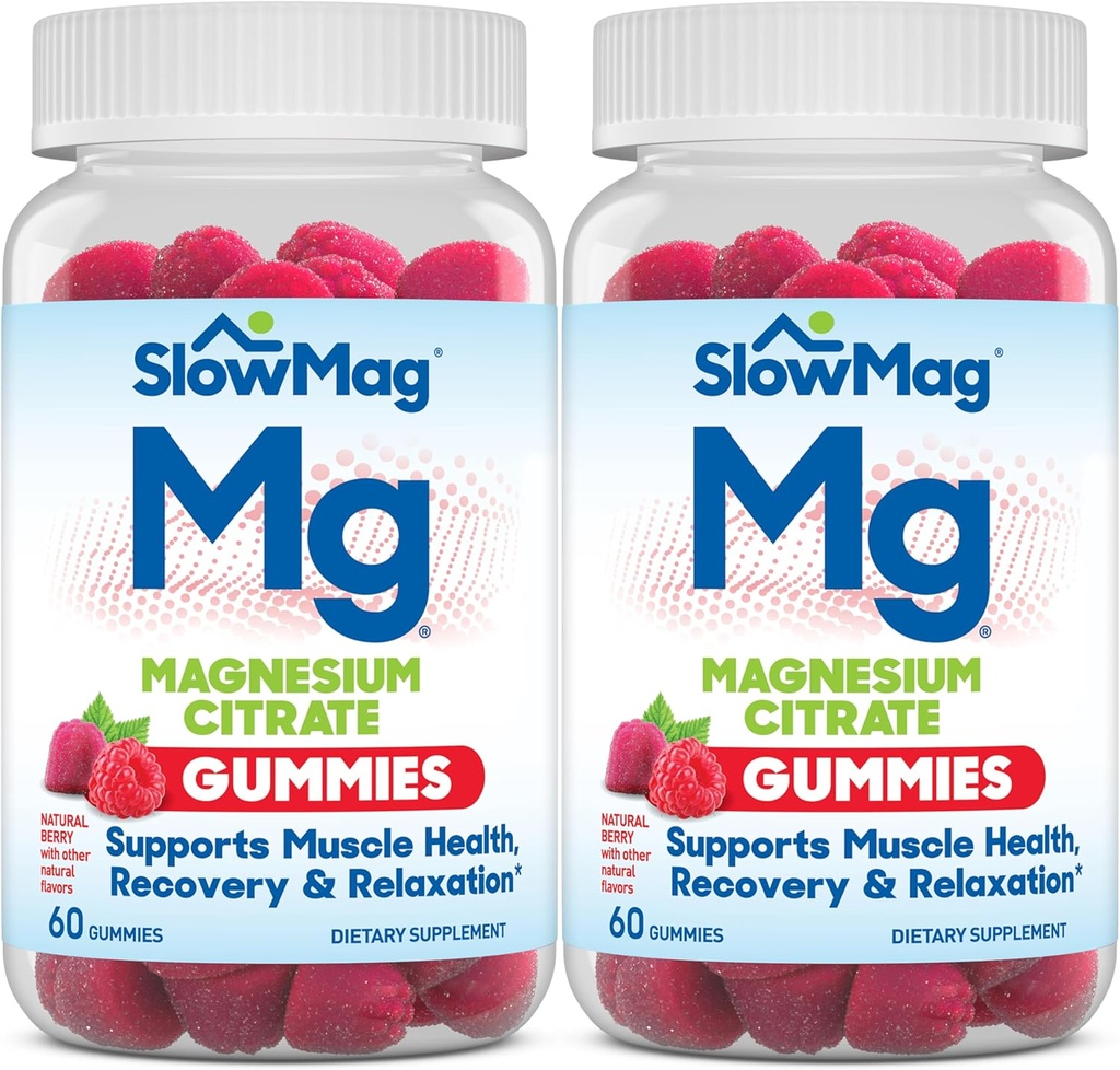 BlowMag Magnesium Citrate Gummies, 60 Greve, Understøtter Muscle Health, Natural Berry Flavor, Inddrivelse & Afslapning Pack af 2