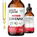 Wild & Organic Cayenne Pepper Tincture - Digestive Support med Capsaicin Extract - Cayenne Pepper Liquid Drops for total Well- Being - Vegan, Sugar & Alcohol- Free - 4 fl oz
