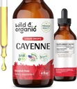 Wild & Organic Cayenne Pepper Tincture - Digestive Support med Capsaicin Extract - Cayenne Pepper Liquid Drops for total Well- Being - Vegan, Sugar & Alcohol- Free - 4 fl oz