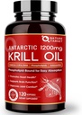 NATUR TARGET Krill Oil 1200mg med Omega-3 EPA & DHA med Astaxanthin, Phospholipider & Cholin - Understøtter hjerte, hjerne, Deltag sundhed, Non- GMO, Gluten Free, 120 Softgels (60 Servere)