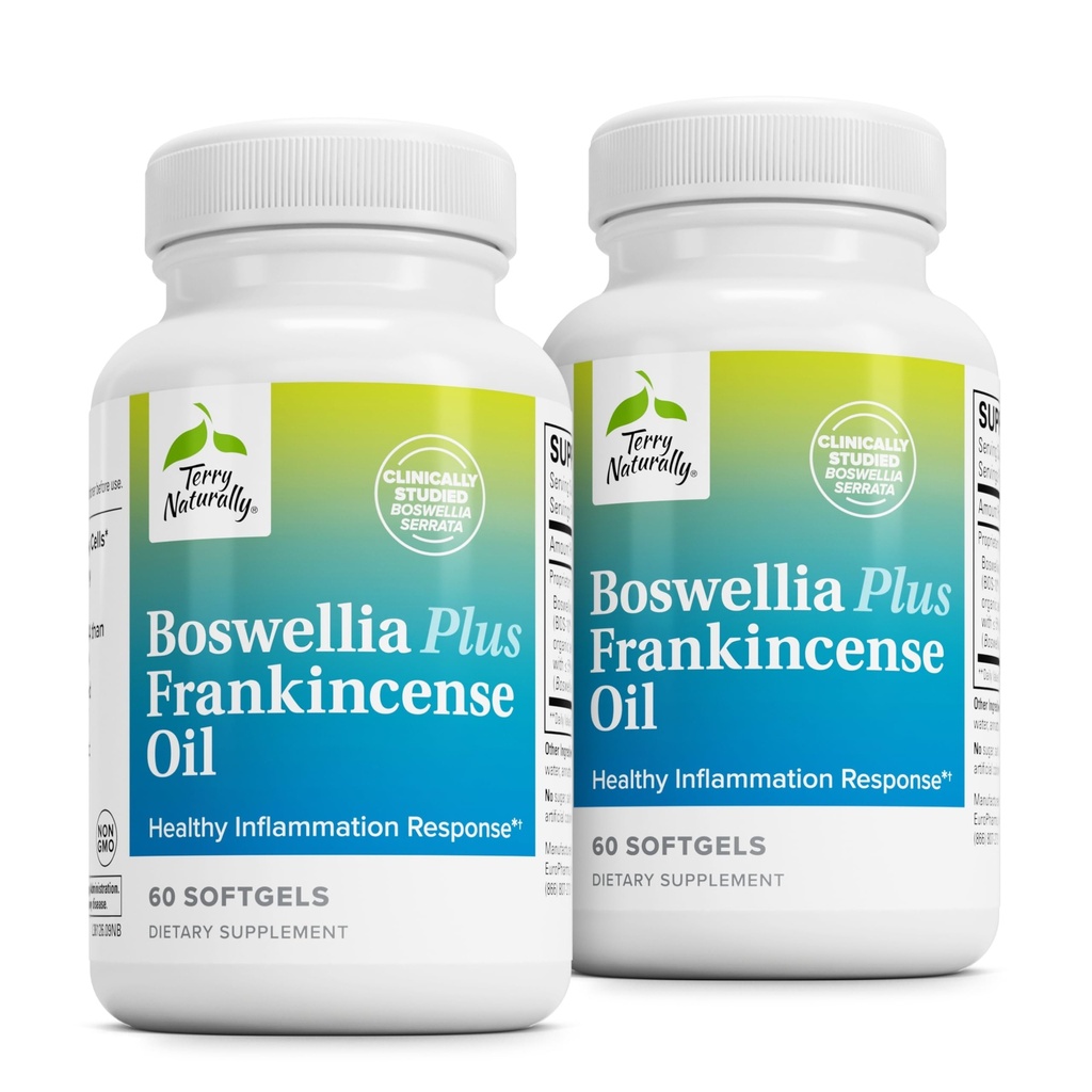 Terry naturligt Boswellia Plus Frankincense Oil - Fælles Support Supplement til støtte Mobility & Joint Comfort - Støtte Cellular Health med Boswellia & Frankincense Oil - 60 Softgels (Pack of 2)