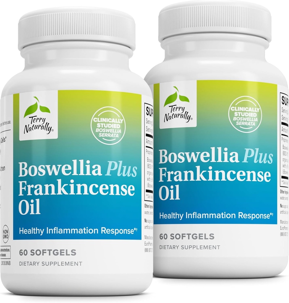 Terry naturligt Boswellia Plus Frankincense Oil - Fælles Support Supplement til støtte Mobility & Joint Comfort - Støtte Cellular Health med Boswellia & Frankincense Oil - 60 Softgels (Pack of 2)