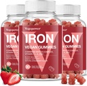 Iron Gummies Kosttilskud til børn og kvinder - Multivitamin med jern til blod sund, store smagfulde vitaminer Gummy med C-vitamin til Max Absorption - Jordbær (3 pakker)