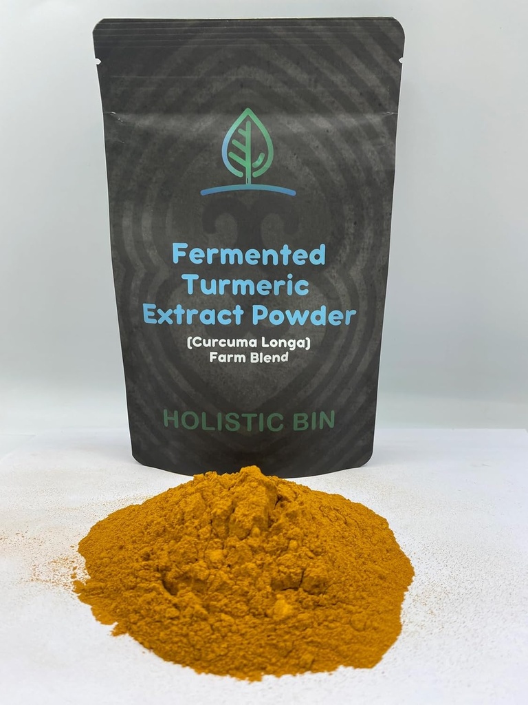 Holistisk Bin Gæret gurkemeje (hvid guld) Cucurma Longa Farm Blend Curcumin med Ginger - 56 Grams
