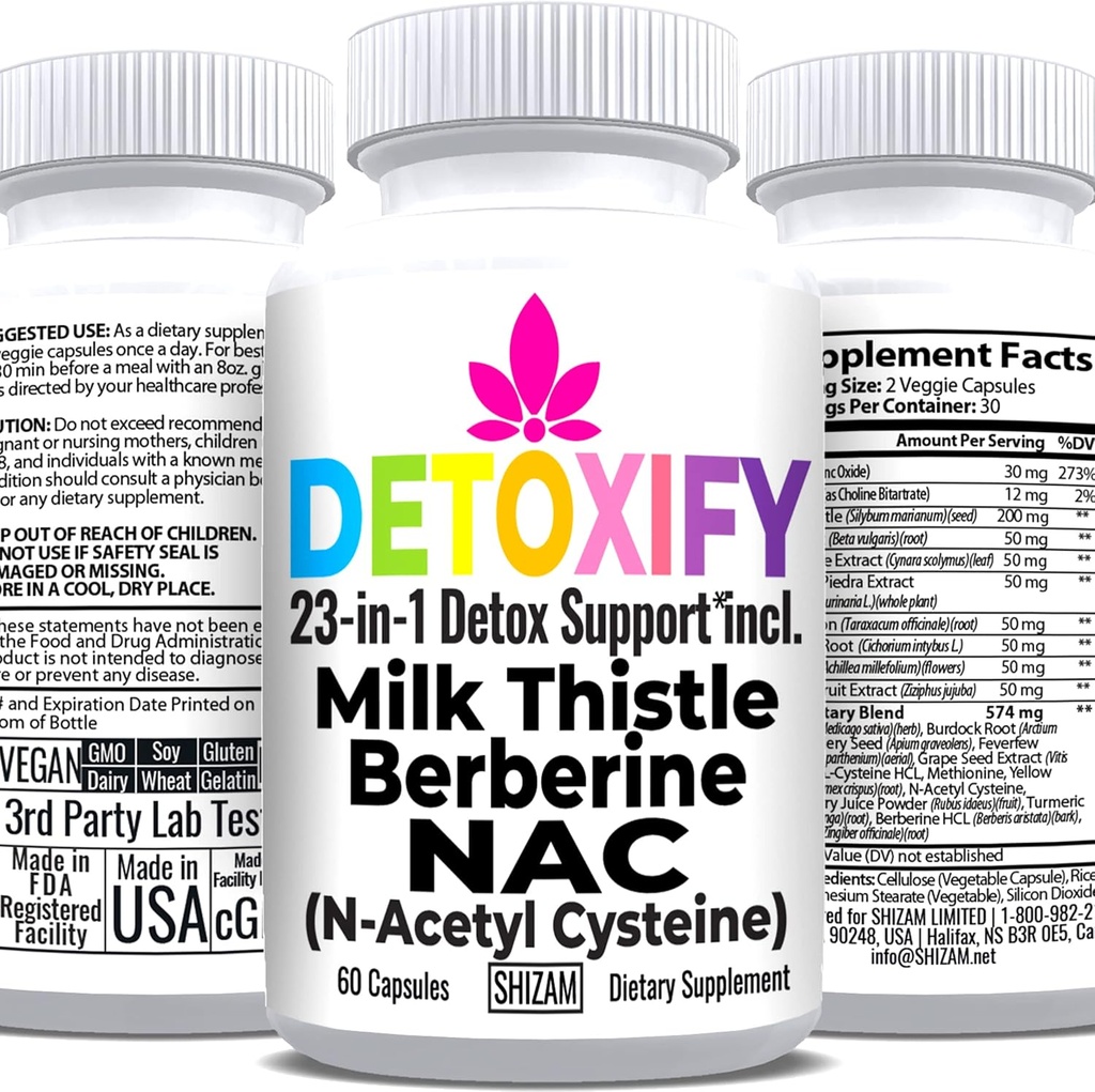 SHIZAM Milk Thistle NAC Supplement N- Acetyl Cystein for Glutathione
