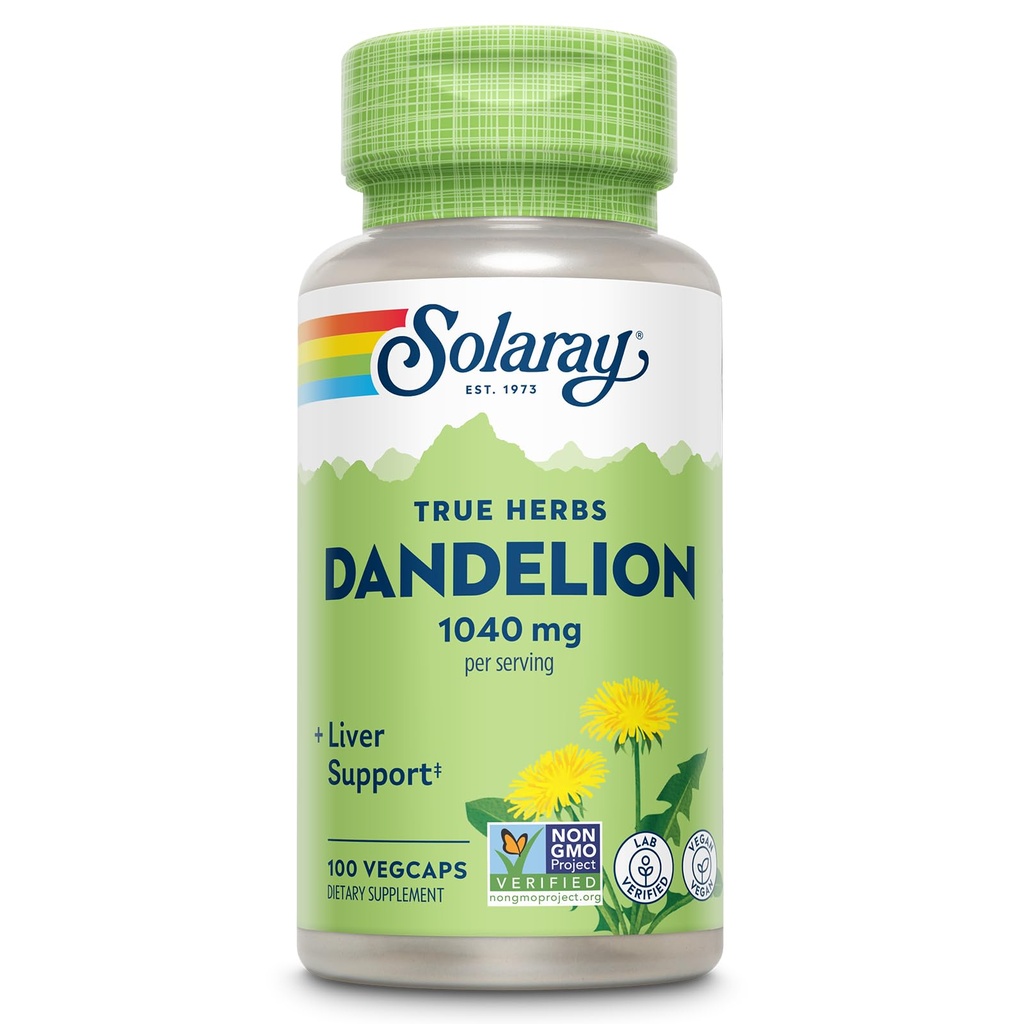 SOLARAY Mælkebøtte Root Supplement - Sund Nyre og Lever Support - 1.040 mg per servering - Vegan, Lab Verified, 60- Day Garanti - 50 Servere, 100 VegCaps