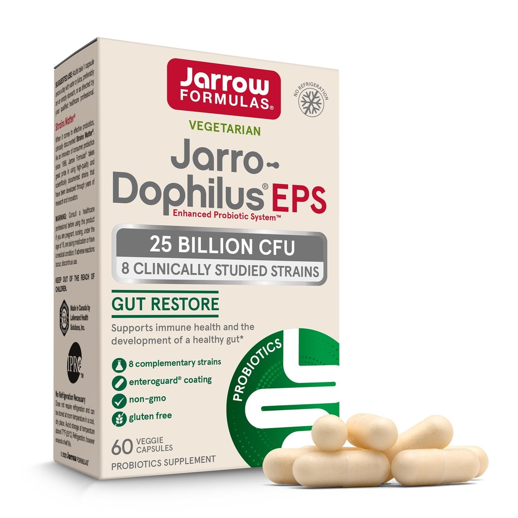 Jarrow Formulas Jarro- Dophilus EPS Højere potens - 25 Millioner Organismer Per Servering - 60 Veggie Caps - Multi- Strain Probiotic - Intestinal & immunforsvar - 60 Servere