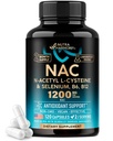 NAC Supplement: 124; Selen; B6; 124; B12 - Antioxidant, immunforsvar - N Acetyl Cysteine 600 mg pr. kapsel, 1200 mg pr. servering - Made in USA - Non- GMO, Gluten- Free, Vegan - 120 caps, 2 Months Supply