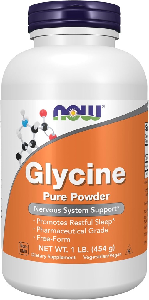 Now Foods Supplements, Glycine Pure Powder, Promodes Restful Sleep *, Neurotransmitter Support *, 1- Pound