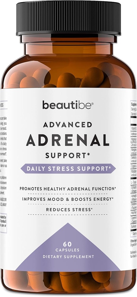 Adrenal Support til kvinder & mænd - Cortisol Manager - Natural Stress Relief supplement - Adrenal Træthed, Mood Sundhed, og energitilskud med Ashwagandha & L- Tyrosine - 60 Non- GMO Veggie kapsler