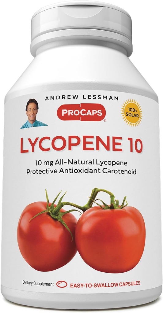 ANDREW LESSMAN Lycopene 10 mg - 60 Softels - Protective Antioxidant Carotenoid. Hjælper Beskytte Væv fra Free- Radikale Skader, Understøtter Bryst, Prostata, Kardiovaskulære System. Ingen tilsætningsstoffer