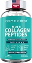 Premium Multi Collagen Peptider Kapsler 1800mg - Type I, II, III, V, X til støtte hud, hår, negle - Hjælper knogler, joints, muskler, og fordøjelsessygdomme * Hydrolyseret collagen supplement 90 Kapsler