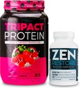 Nutrologi TRIPACT Protein Powder, 7- in-1 Meal udskiftning Shake, Superberry (40 Servere) Zen Natural Magnesium Supplement (30 Servere)