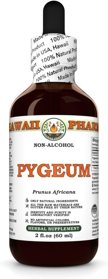 Pygeum (Prunus Africana) Dry Bark Glycerit, Made in Hawaii, All Natural, Vegan, Lab Testet Alkohol- Free Liquid Extract - 2 fl.oz