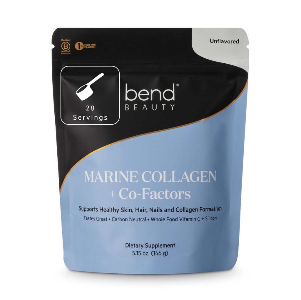 Bend Beauty Marine Collagen + Co- Factory Measures 124; Unflavored Collagen Powder Measures 124; Hydrolyzed Collagen Supplement Measures 124; Fish Collagen Peptider + Silicon + C-vitamin Measures 124; Understøtter sund hud, hår og negle