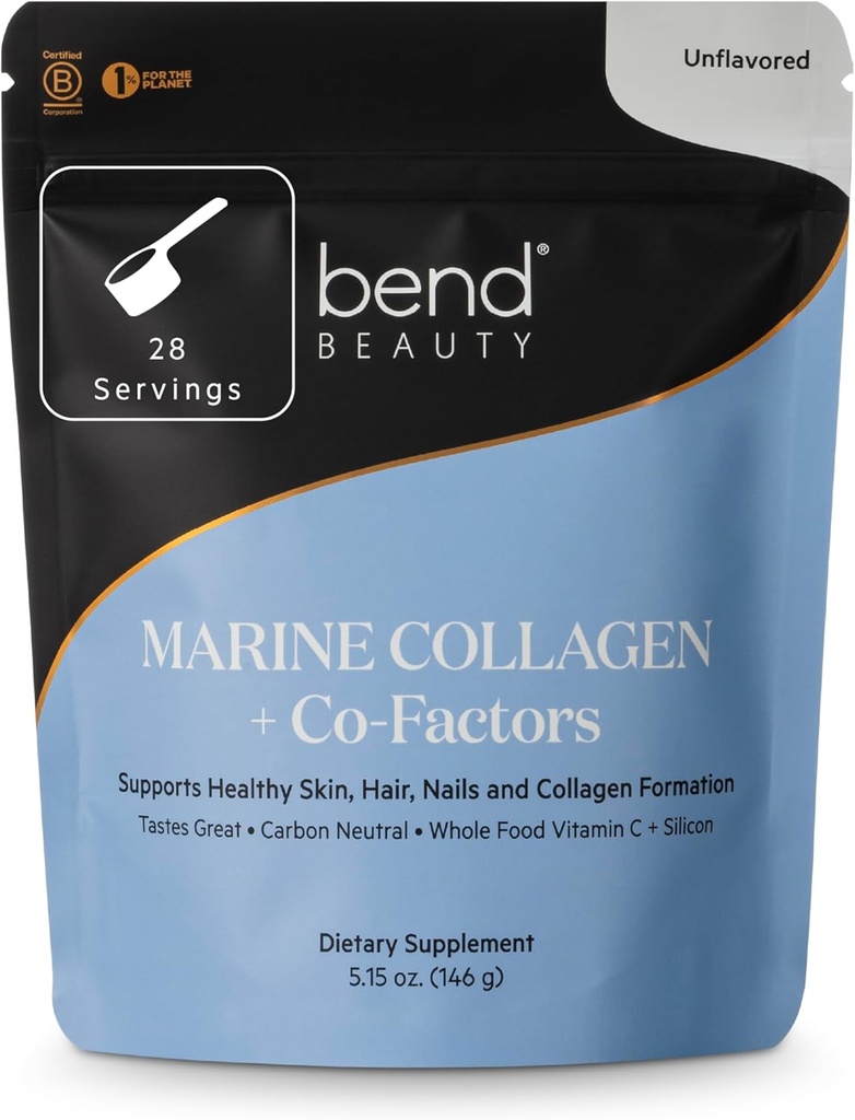 Bend Beauty Marine Collagen + Co- Factory Measures 124; Unflavored Collagen Powder Measures 124; Hydrolyzed Collagen Supplement Measures 124; Fish Collagen Peptider + Silicon + C-vitamin Measures 124; Understøtter sund hud, hår og negle