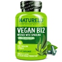 NATURELO Vegan B12 - Methyl B12 med Organic Spirulina - Højpotens Vitamin B12 1000 mcg Methylcobalamin - Understøtter sund mad, energi, hjerte og øje sundhed - 90 kapsler