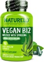 NATURELO Vegan B12 - Methyl B12 med Organic Spirulina - Højpotens Vitamin B12 1000 mcg Methylcobalamin - Understøtter sund mad, energi, hjerte og øje sundhed - 90 kapsler