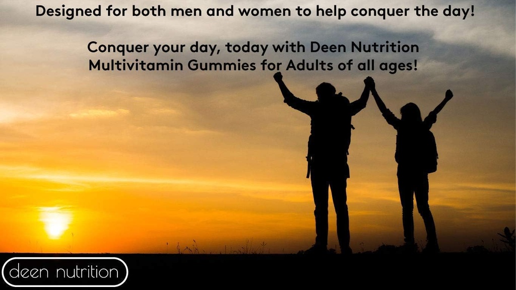 Multivitamin 60 Gummy Vitaminer Pouch for voksne af Deen Nutrition Natural Articularian Halal Made w / Real Fruit Juice i USA