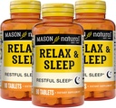 MASON NATURAL Relax & Sleep Dietary Herbal Supplement med Valerian Root & Passiflora Extract, 9 Måned Supply, 3 Pack